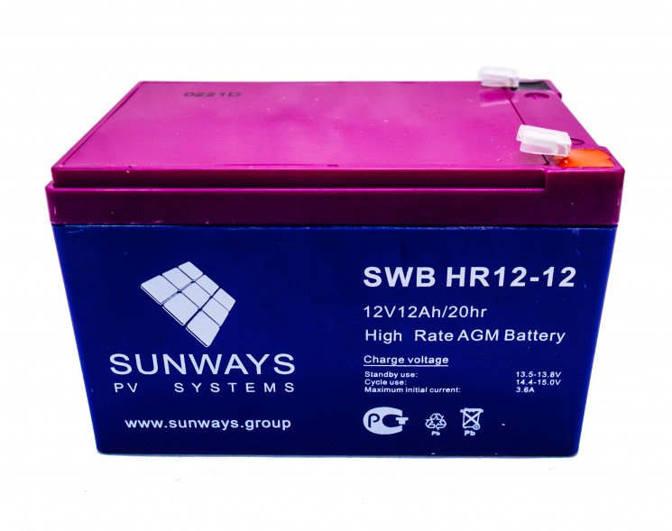 Аккумуляторная батарея SUNWAYS HR 12-12 купить в Благовещенске