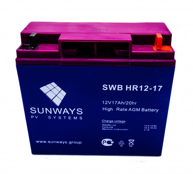 Аккумуляторная батарея SUNWAYS HR 12-17 купить в Благовещенске