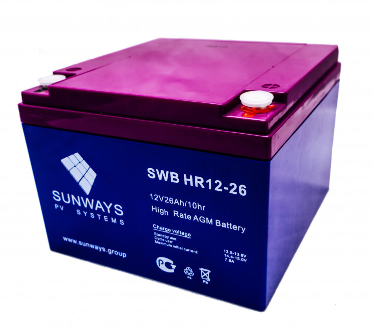 Аккумуляторная батарея SUNWAYS HR 12-26 купить в Благовещенске