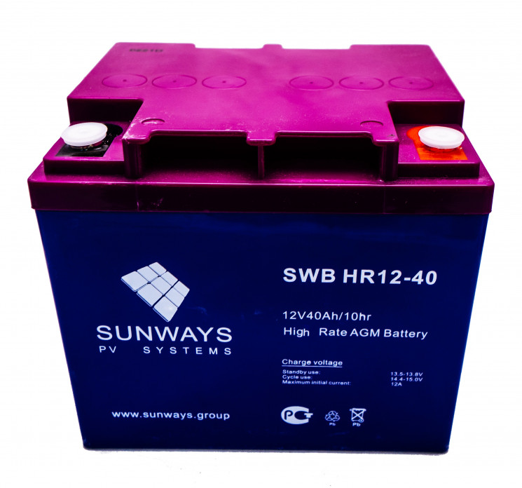 Аккумуляторная батарея SUNWAYS HR 12-40 купить в Благовещенске